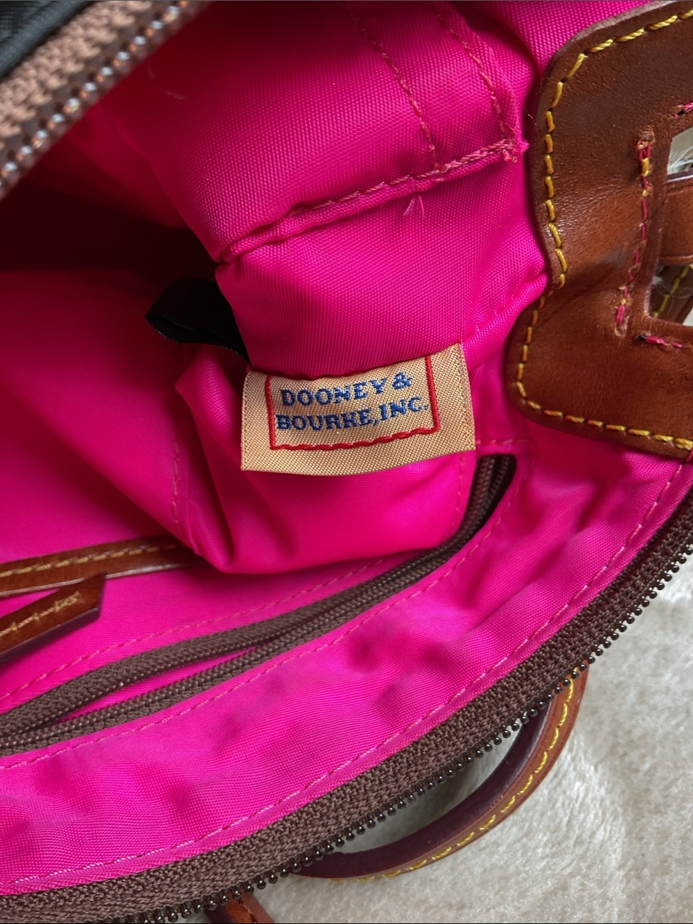 Dooney & Bourke Black Nylon Crossbody with Brown Leather Trim and Gold Accent - Picture 3 of 8